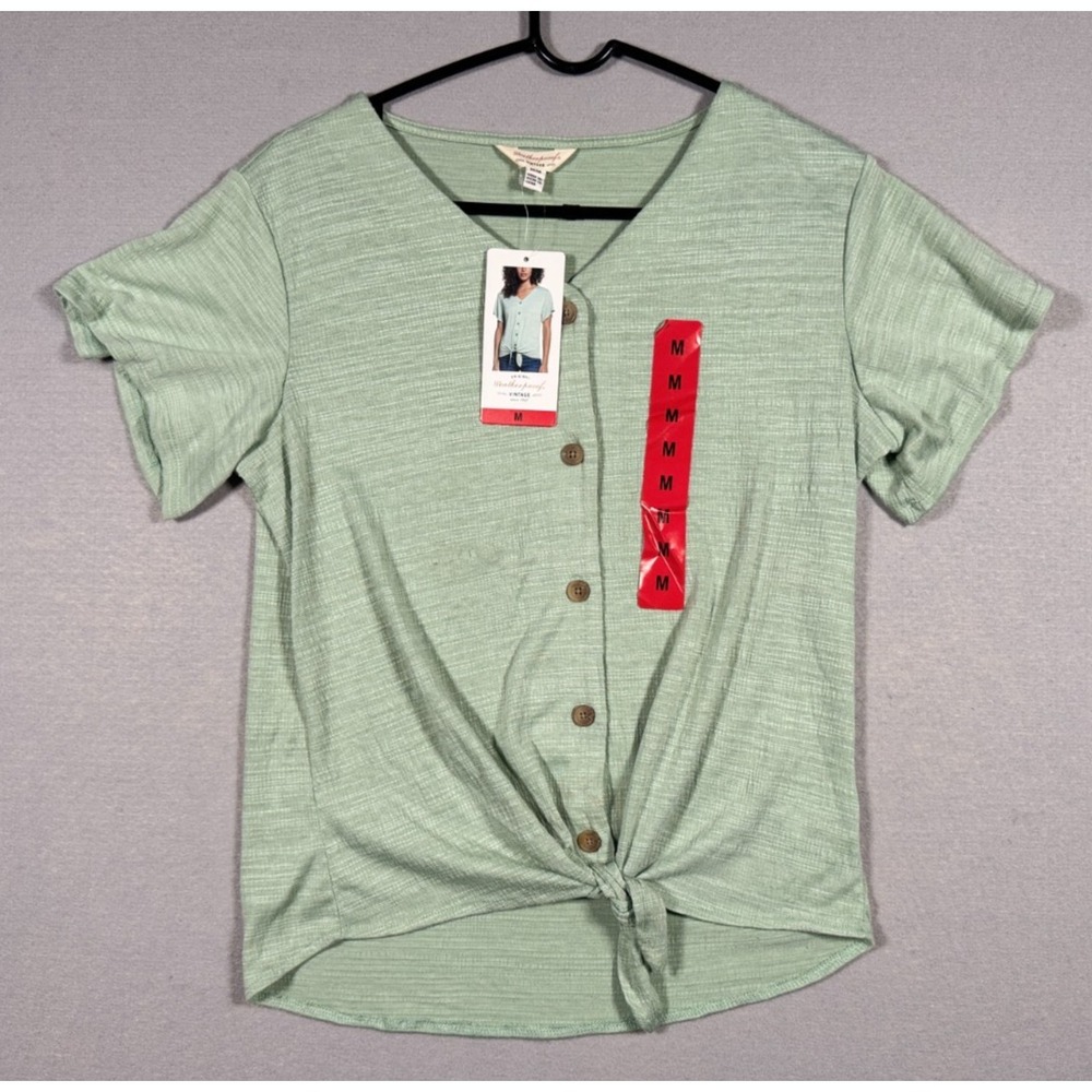 Original Weatherproof Women's Vintage Tie Front Button Up Shirt - Size M - Green